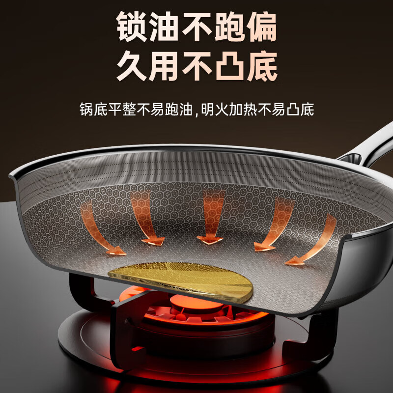 Konbach pan non-stick household seventh-generation true titanium 0 fluorine stainless steel egg cake steak honeycomb frying pan 28cm