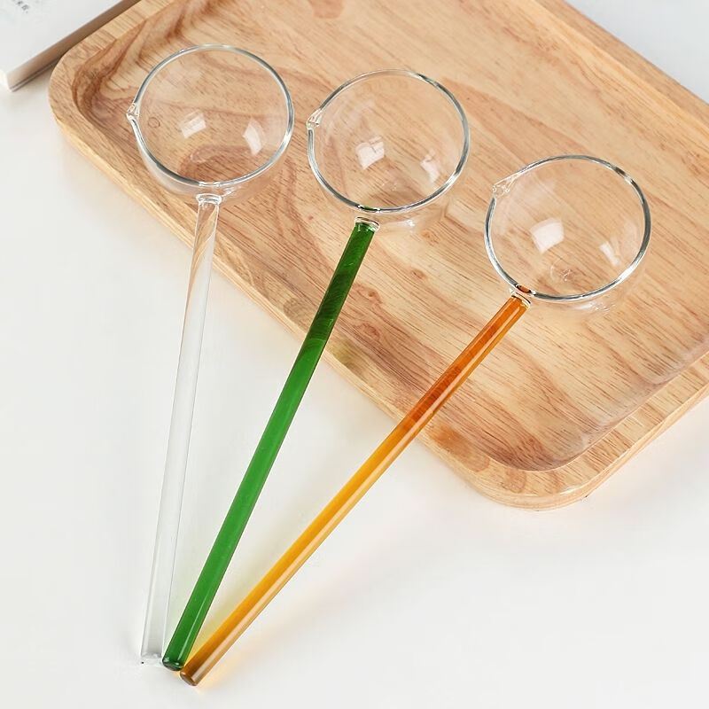 Ostar glass spoon long handle high temperature resistant Internet celebrity gourmet anchor seasoning spoon strange tea soup spoon high appearance ins white straight glass spoon 75ml 1