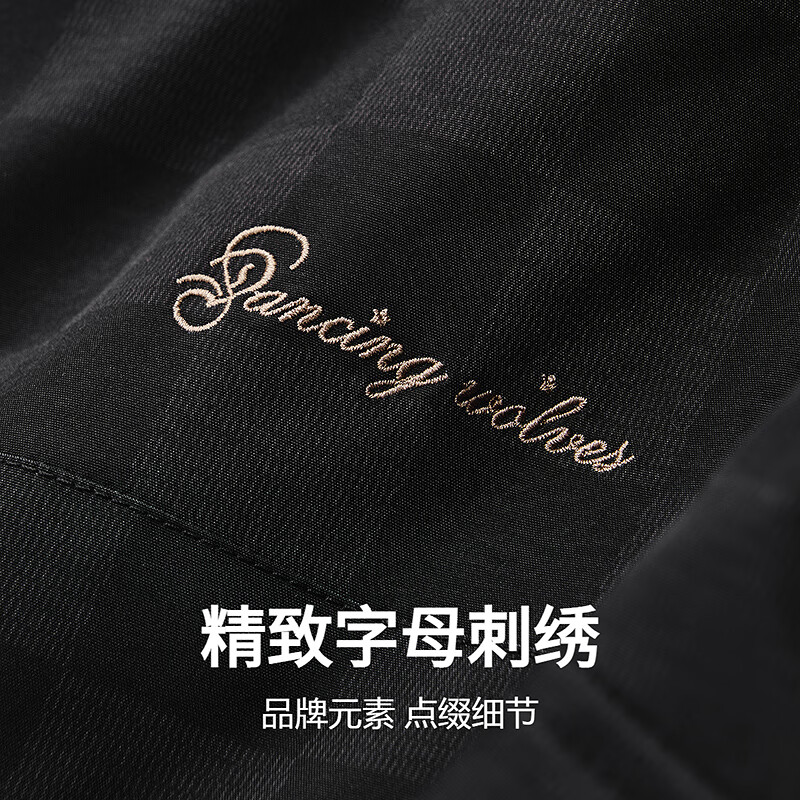 Dances with Wolves 90% Duck Down Checkerboard Jacquard Graphene Warm Men's Lapel Down Jacket 001 Black L