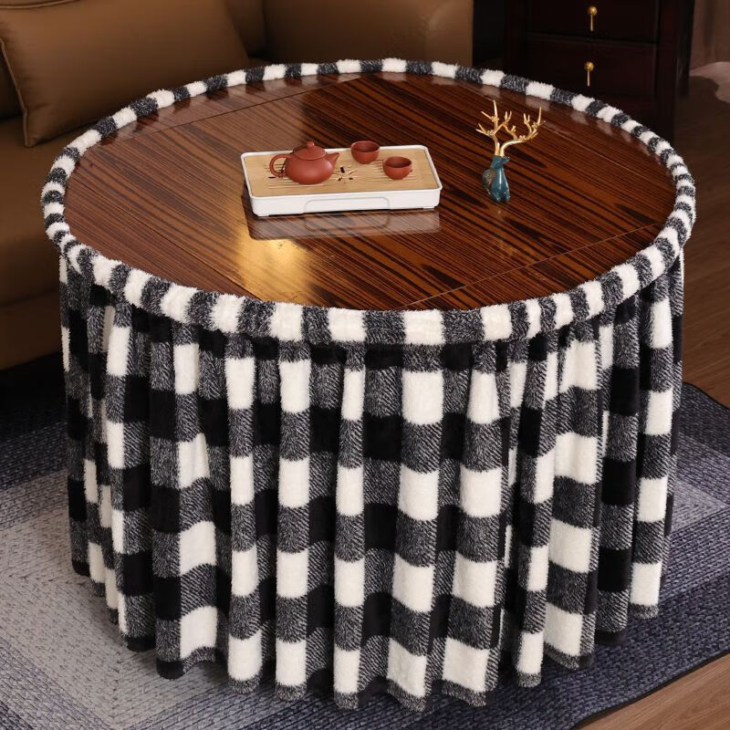 Fire table cover round new dining table universal fire cover winter heating electric stove cover simple grid 70 cm diameter