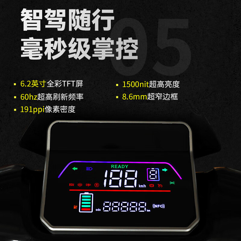 Jihe Phoenix high-performance electric motorcycle for commuting and taking out food, large pedal space, long endurance, lead-acid smart electric motorcycle, Aurora White, high-speed motor/double disc brakes front and rear/square box model 70V40ah/one piece of removable lithium battery/ready to ride upon arrival