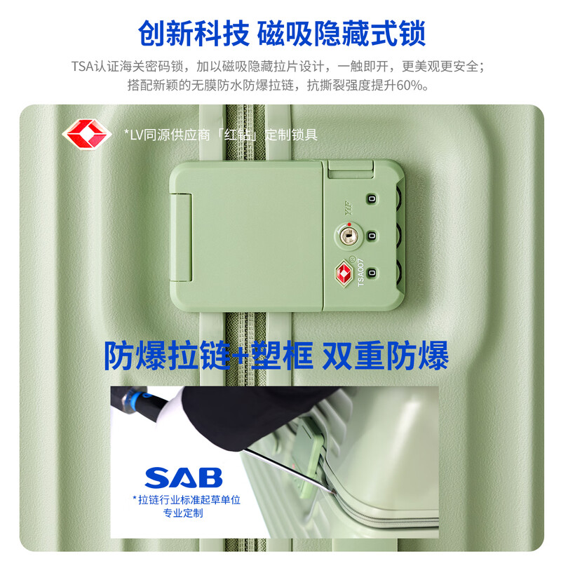 ROCKLAND's new plastic frame large-capacity password trolley suitcase for men and women boarding and interchangeable wheel travel luggage