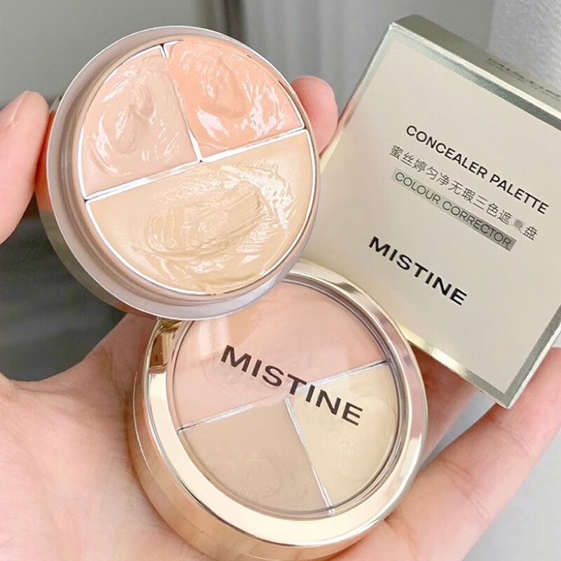 Mistine Three Color Concealer Palette Covers Acne Marks, Spots and Dark Circles, Moisturizes and Repairs Mistine Concealer 02# Custom Concealer Palette Invisible Dark Circles