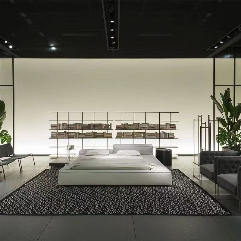 RSRDDY wabi-sabi style Japanese-style tatami couple's bed master bedroom large bed special-shaped bedside parent-child double bed personalized internet celebrity bed single bed + environmentally friendly coconut palm mattress 1800mm*2000mm bracket structure