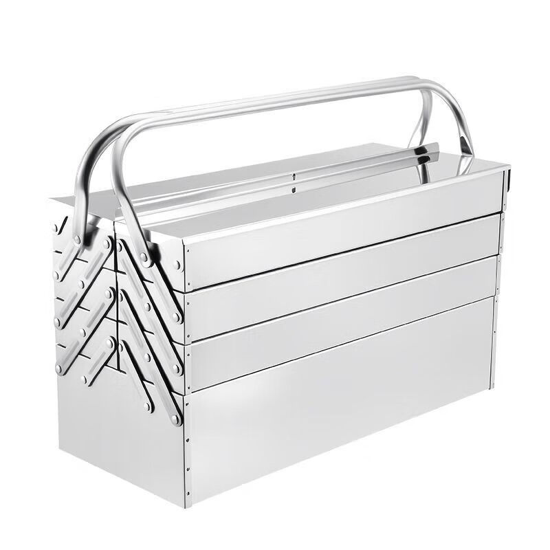 NAOISKEY Naoski stainless steel tool box three-layer folding home car portable iron industrial hardware storage box multi-functional rusty double-layer stainless steel丨(medium size 420)