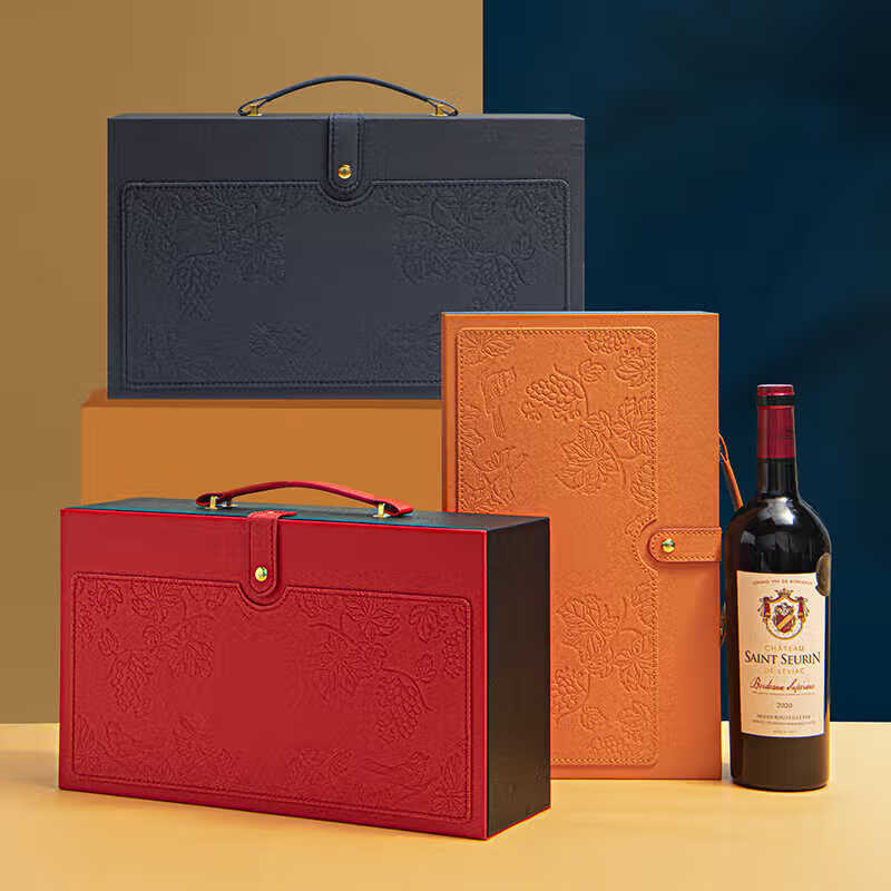 Fat Donglai same style red wine gift box empty box new red wine packaging gift box empty box handbag 2 can be customized Fuhong (including wine utensils)