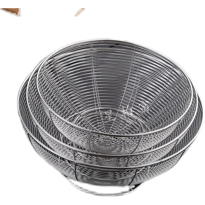 Drain basket, stainless steel household fruit basket, drain basket, fruit plate, vegetable basin, melons, fruits and vegetables, silver (20CM) round feet