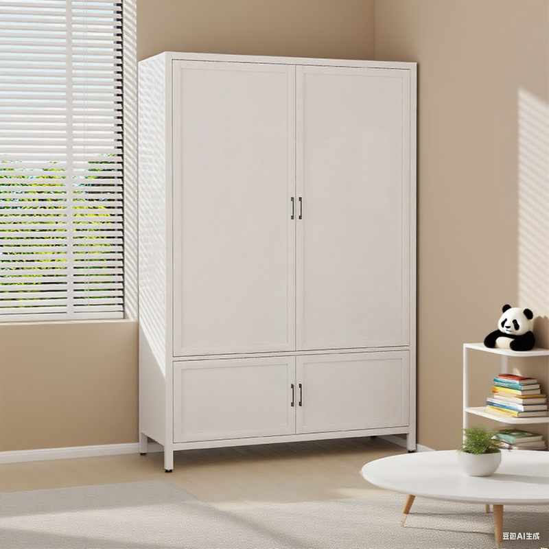 Jiangwei steel wardrobe bedroom home rental house formaldehyde-free simple storage cabinet large wardrobe 2025 new model factory direct sales double hanging clothes 1200*500*1850