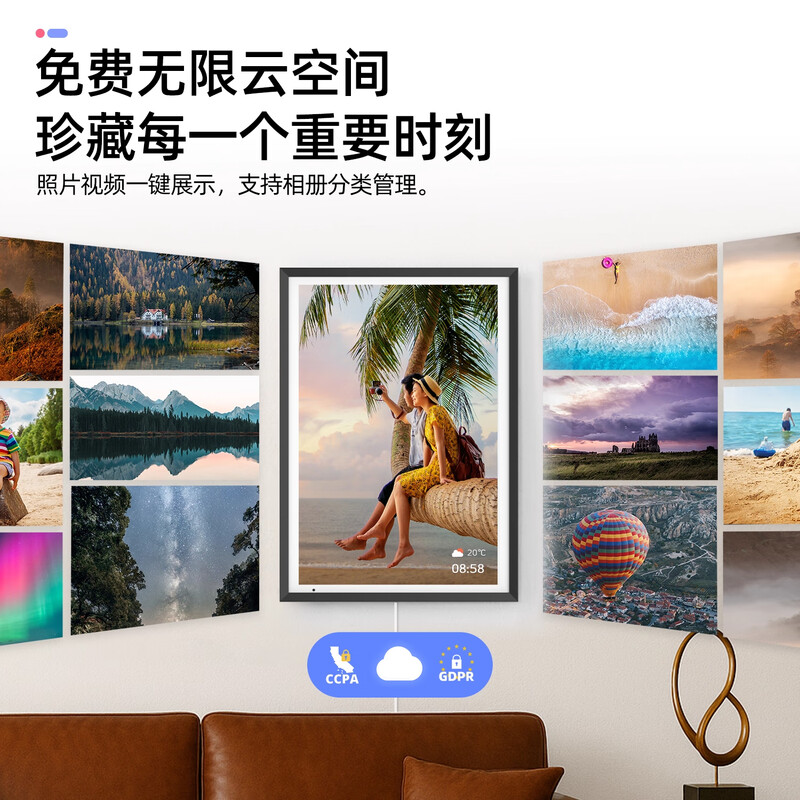 Nishi 3K ultra-clear 13.5-inch black digital electronic photo frame smart cloud photo album high-definition touch screen display player table set Spring Festival New Year Valentine's Day gift