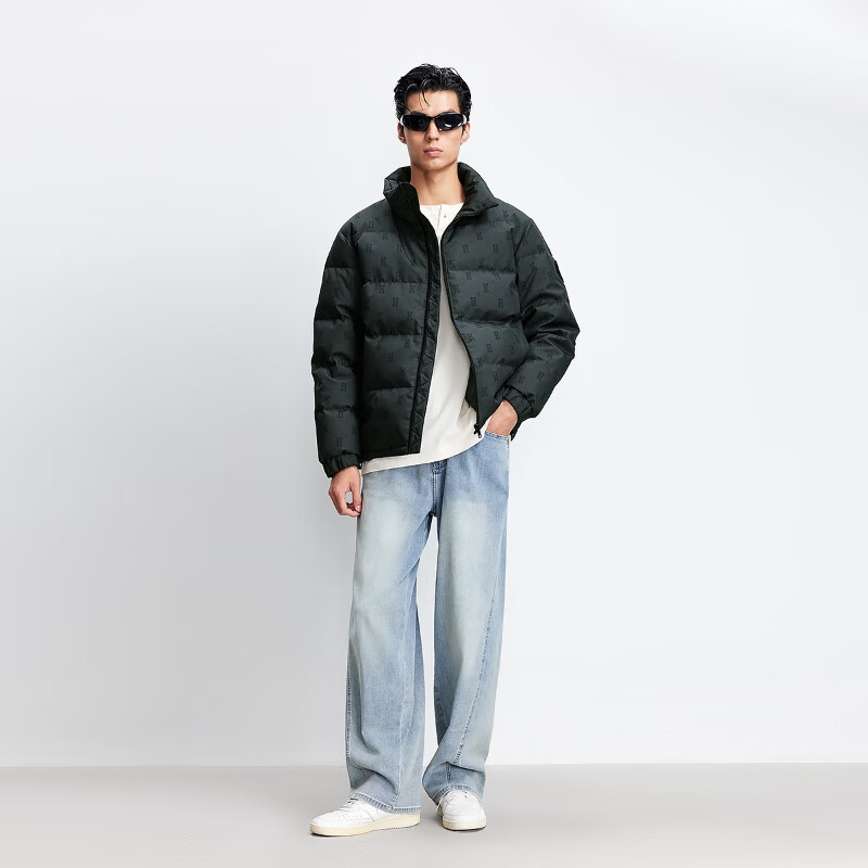 JACK&JONES Men's Autumn Fashion All-over Printed Presbyopia Casual Warm and Comfortable Stand Collar Down Jacket 225312022