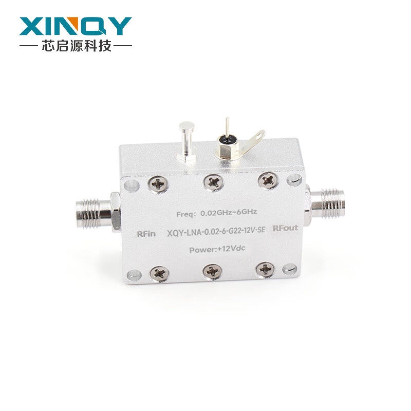XINQY Xinqiyuan LNA low noise amplifier 0.02-6G SMA high linearity 22dB low power consumption 12V pre-signal gain LNA-0.02/6-G22-12V-SE