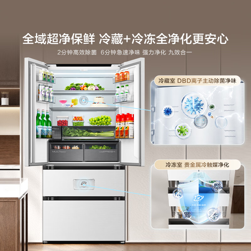 Hisense Big Mint 509L French-style multi-door refrigerator dual-system automatic ice making embedded large-capacity net-flavor white World Cup customized refrigerator BCD-509S3FZSQD national subsidy