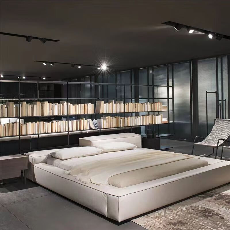 RSRDDY wabi-sabi style Japanese-style tatami couple's bed master bedroom large bed special-shaped bedside parent-child double bed personalized internet celebrity bed single bed + environmentally friendly coconut palm mattress 1800mm*2000mm bracket structure