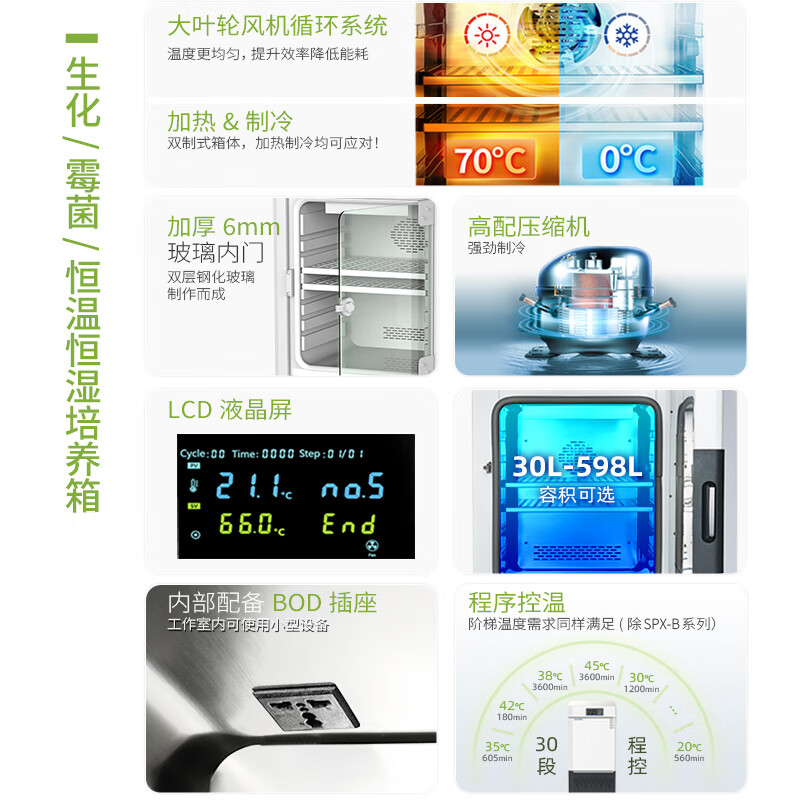 Lichen biological laboratory biochemical incubator mold and bacteria microbial incubator constant temperature and humidity culture (70L) LC-SPX-70BE biochemical incubator
