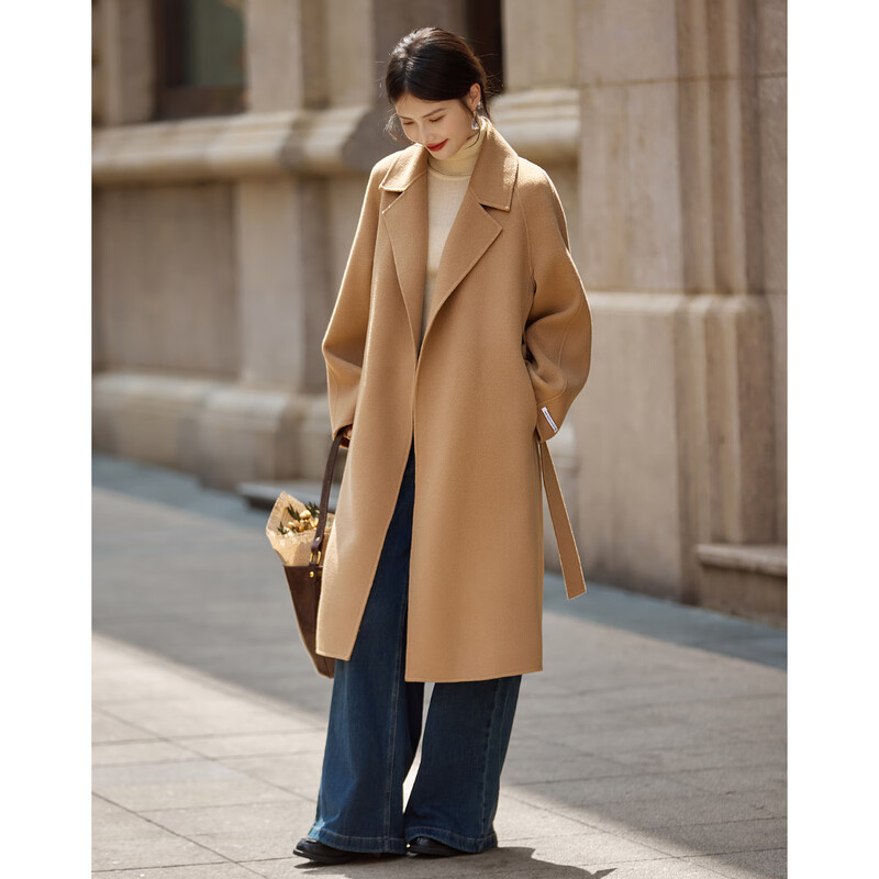 Shangjing Woolen Coat Women's 25th Winter New Women's French Tailored Silhouette Old Money 100 Wool Double-sided Woolen Coat Women