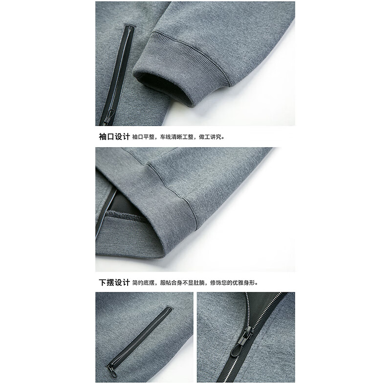 Pierre Cardin Jacket Men's Spring and Autumn Jacket Stand Collar Casual Sports Young and Middle-aged Business Versatile Cardigan Top Gray 2XL