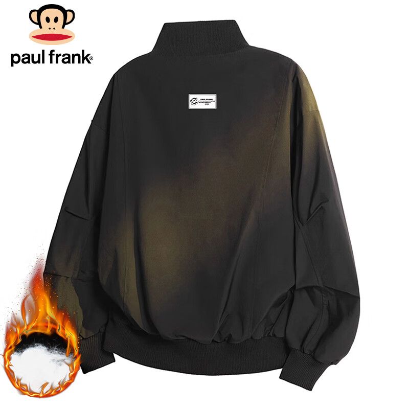 Paul Frank Jacket Men's Autumn and Winter American Flight Jacket Men's Trendy Brand Loose Baseball Jacket Coffee and Cotton XL