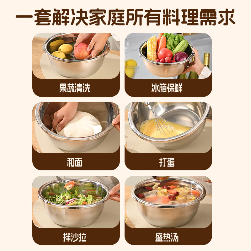 TYZAYR Japan thickened stainless steel basin and basin stainless steel drain basket vegetable basin egg beater basin leaky basin food grade 20CM solid basin + leaky basin high quality steel + extra thick