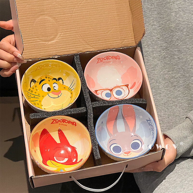 Zootopia Judy Nick underglaze color tableware bowl for home use 2025 new high-looking birthday gift box Zootopia ceramic bowl set Genuinely authorized