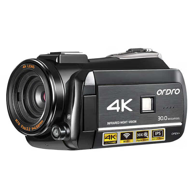 ORDRO AC3 HD 4K camera professional live broadcast digital camera portable DV recorder infrared night vision 30x zoom APP real-time viewing home conference travel