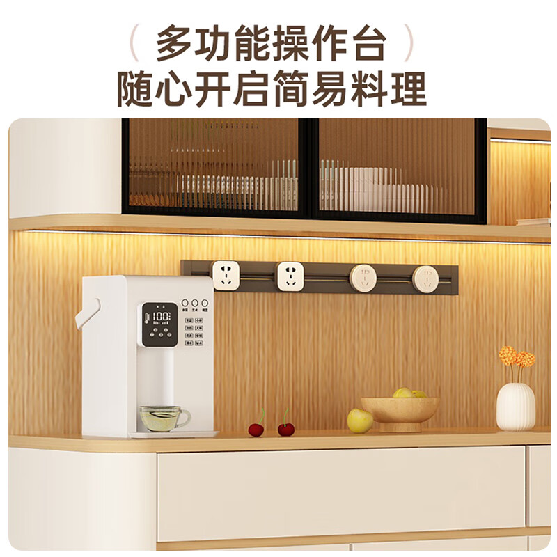 Jin Guilai solid wood sideboard against the wall integrated storage cabinet multi-functional living room home cream style arc wine cabinet cabinet customization A type 80*42*200 milk white + wood color
