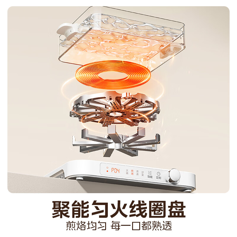 Midea household induction cooker electric ceramic stove battery stove 2200W high power fierce new induction cooker integrated microcrystalline panel stir-fry cooking timer fire boiler MC-HGE22BF09