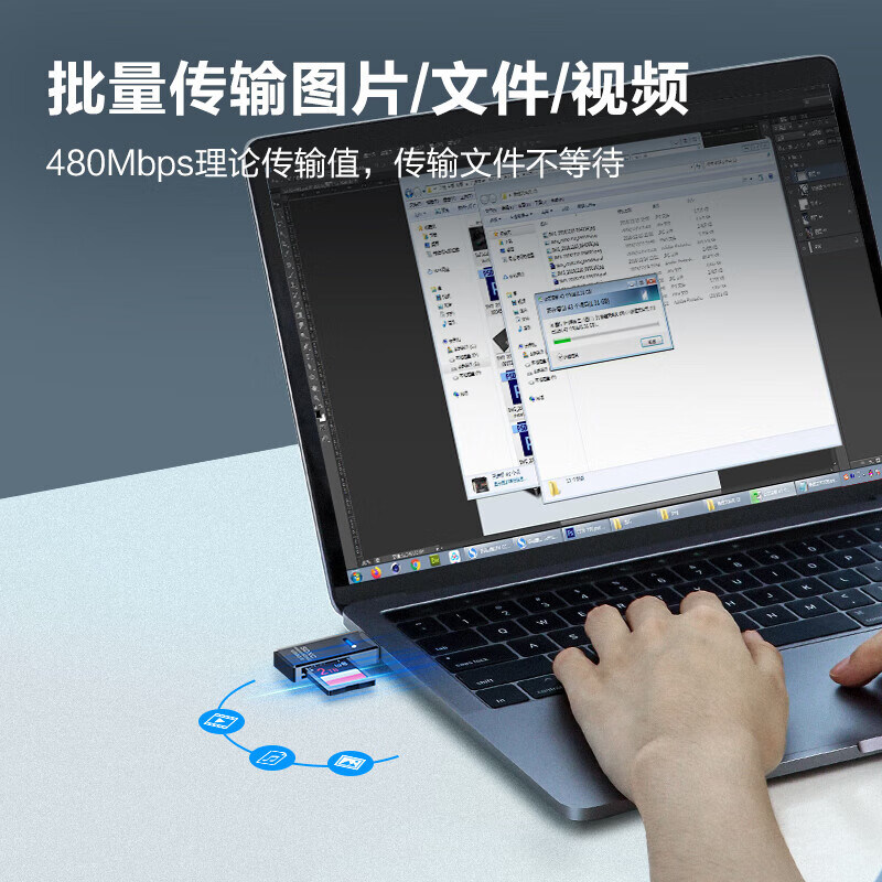 USB dual-card high-speed card reader multi-function SD/TF two-in-one card reader supports mobile phone SLR camera drone driving recorder monitoring memory card USB3.0 card reader + type-c adapter + card holder