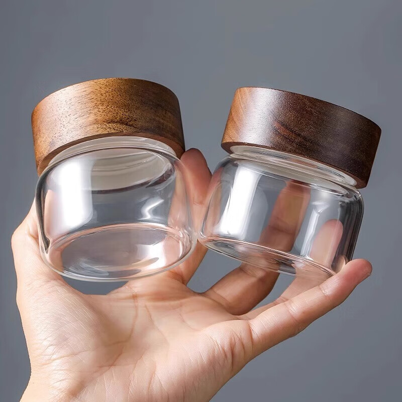Mini tea jar glass sealed jar portable storage jar food grade coffee powder bean repackaging jar storage moisture-proof coffee bean sealed jar 20ML