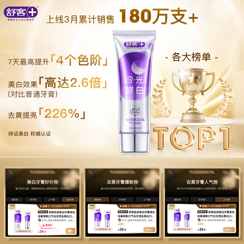 Shuke color repair whitening toothpaste fresh and brightening adult containing fluoride to remove yellow stains and reduce bad breath 110g purple tooth stain removal