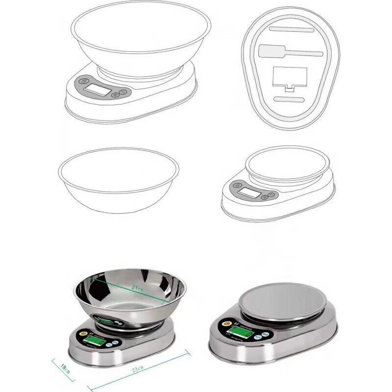 MIEHONE 2025 New Traditional Chinese Medicine Electronic Scale Pharmacy Special with Tray Yueheng Stainless Steel Kitchen Electronic Scale 0.1g Accuracy 0.5g Flat Plate + Stainless Steel Bowl 3kg