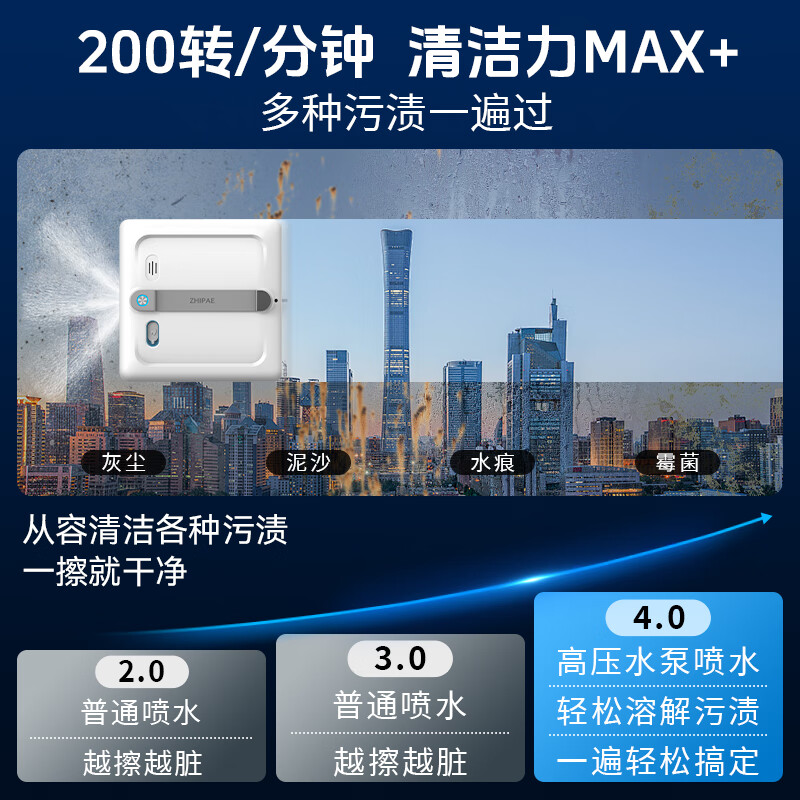 Zhipai industry's first four-sided brush and double roller window cleaning robot Z10 fully automatic high-rise household cleaning glass cleaning robot window cleaning artifact Z9 Pro four-sided brush and double roller flagship model