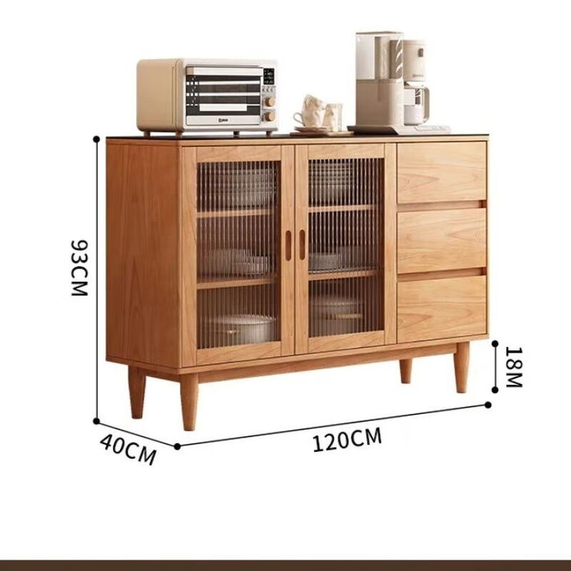 Suzhan solid wood sideboard solid wood cherry wood color modern coffee cabinet home living room integrated high cabinet storage wine cabinet dustproof 120-40-93