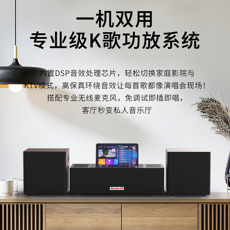 Newmine BT816 pro home KTV karaoke all-in-one machine home theater K song full set of equipment wireless Bluetooth speaker karaoke all-in-one machine high power smart screen dual microphone