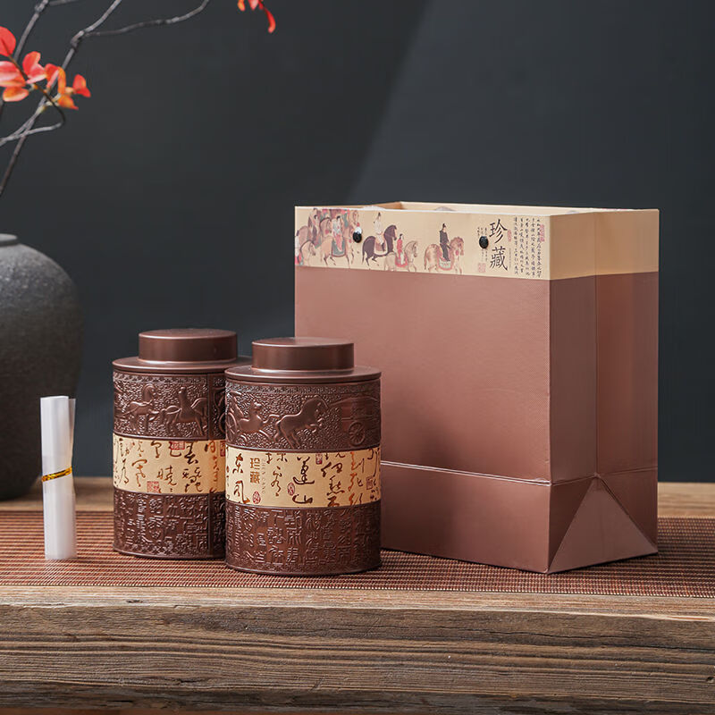 Aoyanlai Nanyang Red Double Happiness 50 cans high-value tea cans small green mandarin orange peel black tea green tea universal round cans bronze-collection-set round cans-not including tea