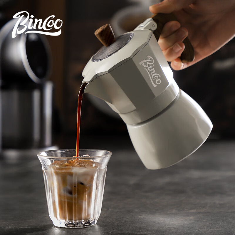 Bincoo Double Valve Moka Pot Coffee Maker Italian Set (White Moka Pot + Electric Stove + Coaster + Filter Paper)