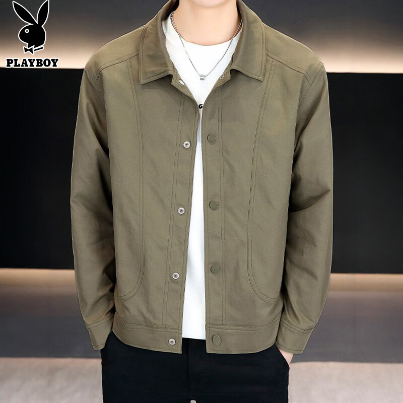 Playboy (PLAYBOY) jacket men's high-end jacket men's autumn and winter casual men's high-end trendy work clothes Khaki L