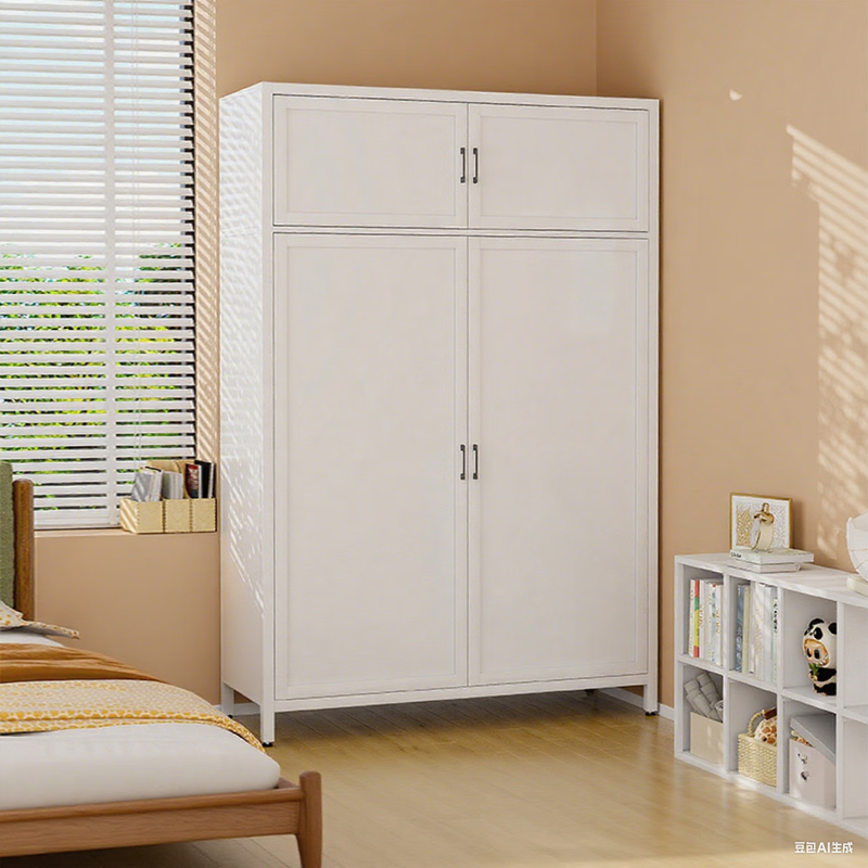 Jiangwei steel wardrobe bedroom home rental house formaldehyde-free simple storage cabinet large wardrobe 2025 new model factory direct sales double hanging clothes 1200*500*1850