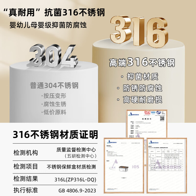 Kangyouming 316 stainless steel insulated lunch box food grade rectangular sealed crisper lunch box for office workers lunch box with lid 316L lunch box 600ml