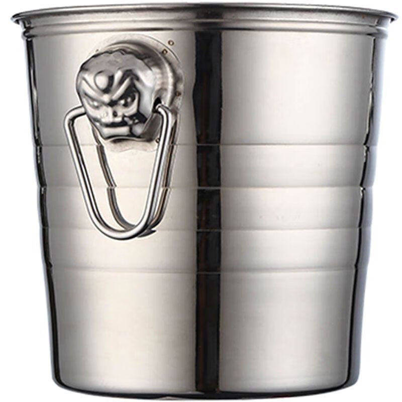 Stainless steel ice bucket high-looking bar KTV champagne commercial beer red wine household creative small ice bucket supplies 3 liters natural tiger head ice bucket free ice clip