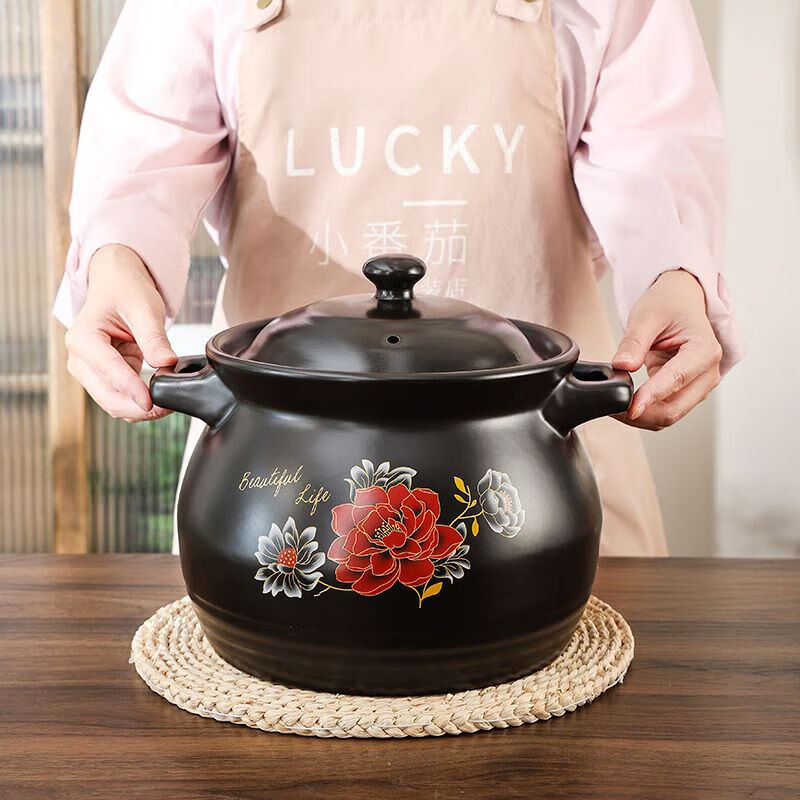 Vinoa casserole induction cooker special stew pot gas universal soup cooking household open flame dual-purpose high temperature resistant ceramic pot small casserole orange lid (general use for induction cooker open flame) 7500L