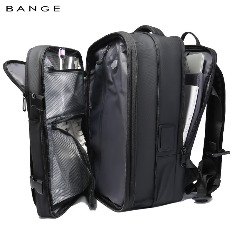 Bange airback one-click automatic vacuum compression backpack large capacity travel men's computer bag 3028-1 black