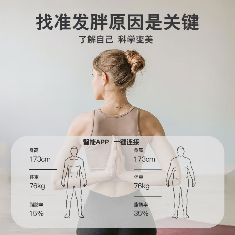 Professional body fat scale, accurate and durable, smart body fat scale, household small electronic scale, smart upgrade with certification, white battery model, 30-day trial, three-year warranty -