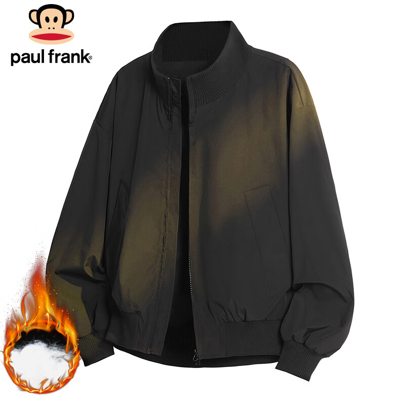 Paul Frank Jacket Men's Autumn and Winter American Flight Jacket Men's Trendy Brand Loose Baseball Jacket Coffee and Cotton XL