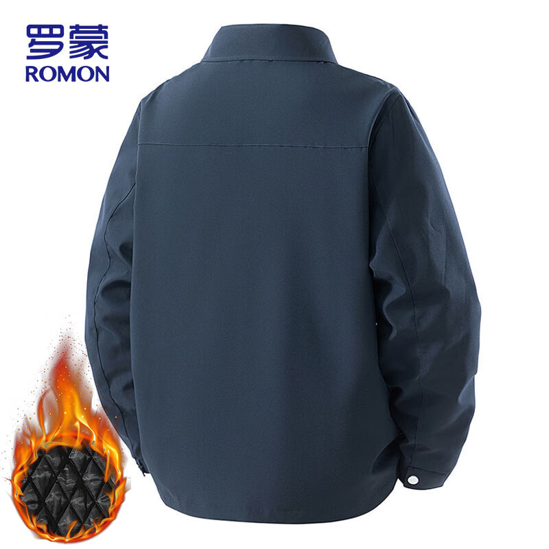 ROMON Executive Jacket Men's Autumn and Winter Thickened Warm Cotton Clothing Men's Business Casual Jacket Navy XL