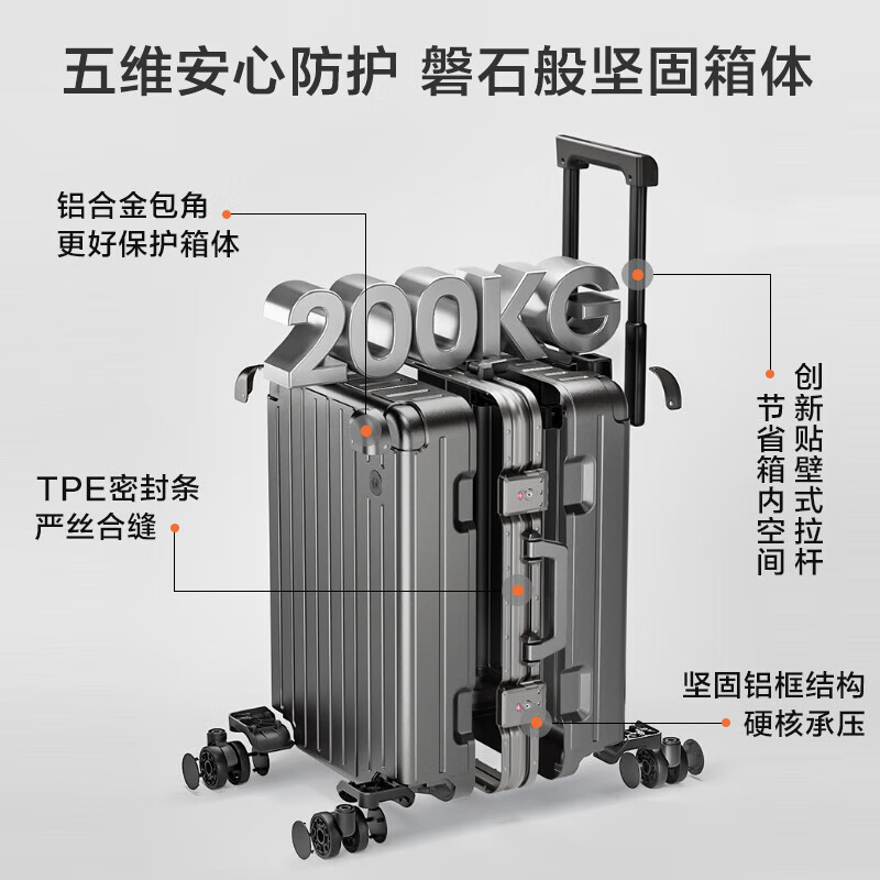 Made in Tokyo, unbounded aluminum frame 20-inch suitcase for men and women, suitcase, password box, boarding suitcase, student, graphite gray