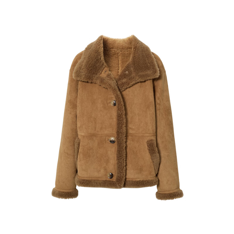 Eifini Jiang Xin endorses Eifini splicing design stand-up collar brown jacket 2025 autumn new model S 80-105 catties