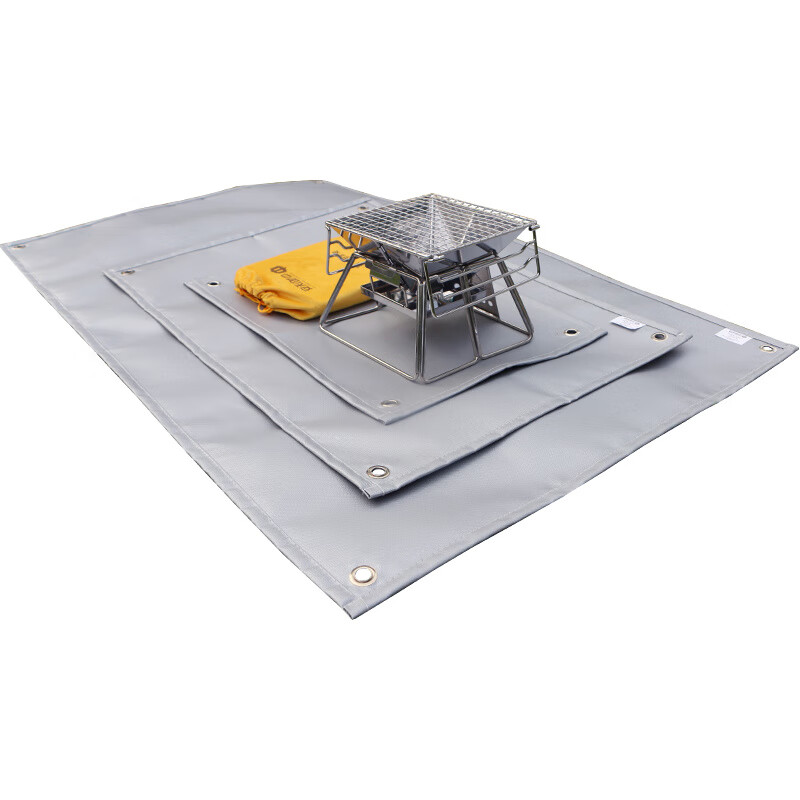 Outdoor camping fireproof mat, camping fireproof cloth, flame retardant, high temperature resistant, insulated picnic barbecue mat, silicone fire blanket, silver gray large double-sided silicone fireproof mat丨110*70CM (heat resistant