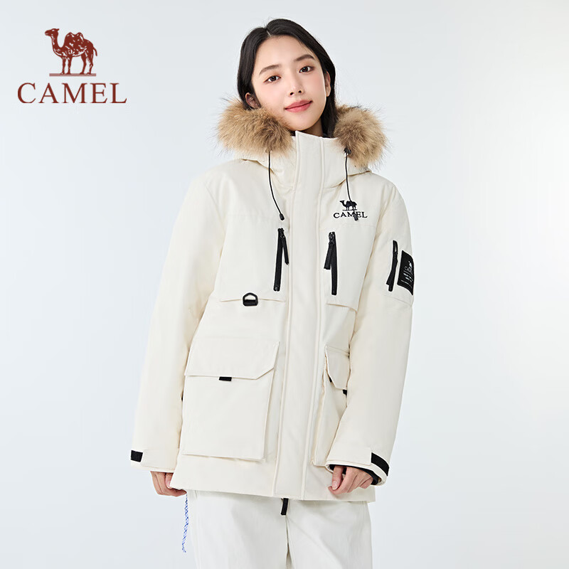 Camel Women's 1930 Parker Down Jacket Warm and Thickened Mid-Length Fashionable Couple Jacket