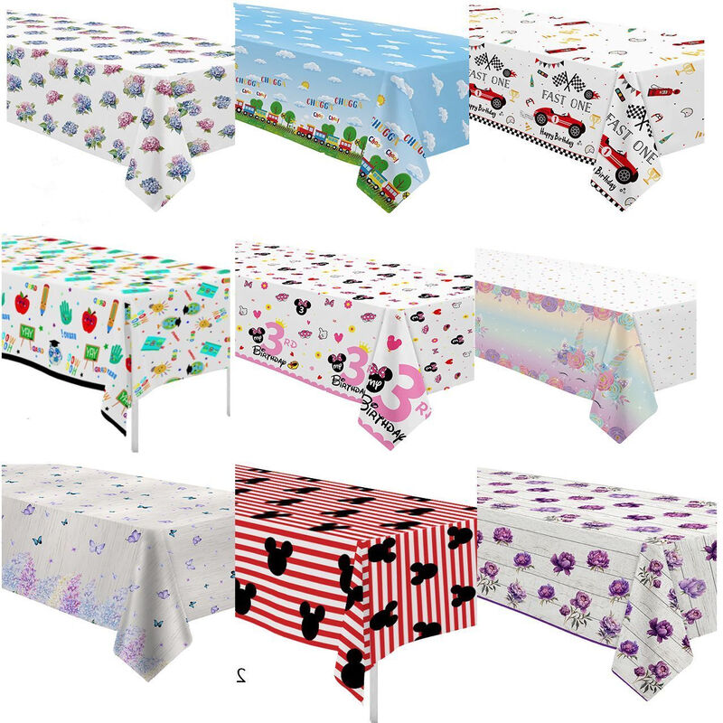 Fantasy disposable plastic tablecloth cartoon graduation season rectangular children's birthday party camping layout tablecloth thickened PE three random sheets (137cm*274cm)