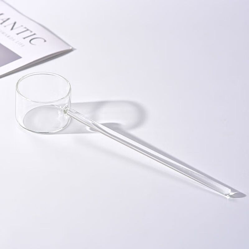 Ostar glass spoon long handle high temperature resistant Internet celebrity gourmet anchor seasoning spoon strange tea soup spoon high appearance ins white straight glass spoon 75ml 1